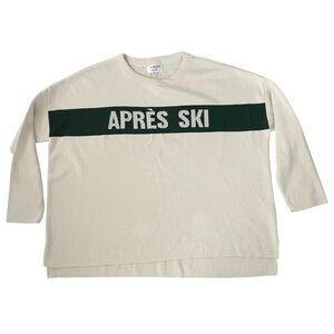 Town Pride Relaxed Sweater Apres Ski USA Natural Tan Green Women’s Size Medium